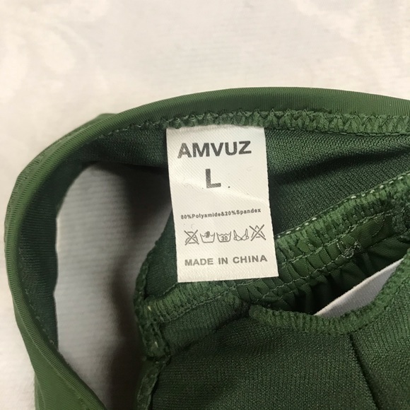 Green Bikini Two-Piece Ruffled One Shoulder Large - Picture 9 of 10